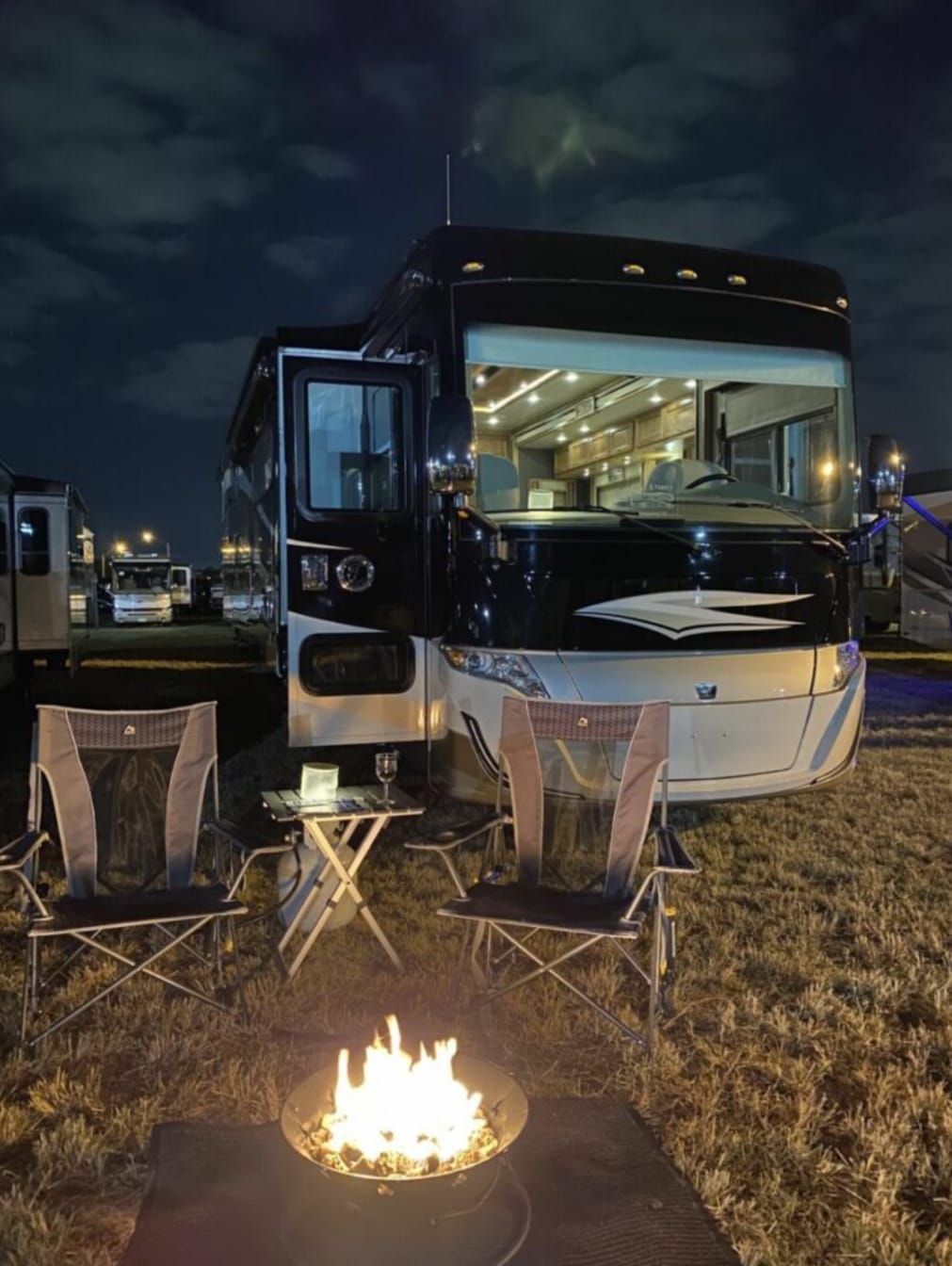 Motorhome campsite the night of purchase